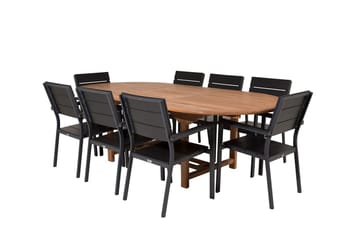 Kenya Oval Matgrupp 180-240 cm med 8 Levels Matstolar - teak/svart - Utemöbler & utemiljö - Utegrupp - Matgrupp utomhus