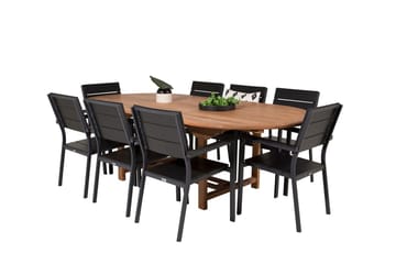 Kenya Oval Matgrupp 180-240 cm med 8 Levels Matstolar - teak/svart - Utemöbler & utemiljö - Utegrupp - Matgrupp utomhus