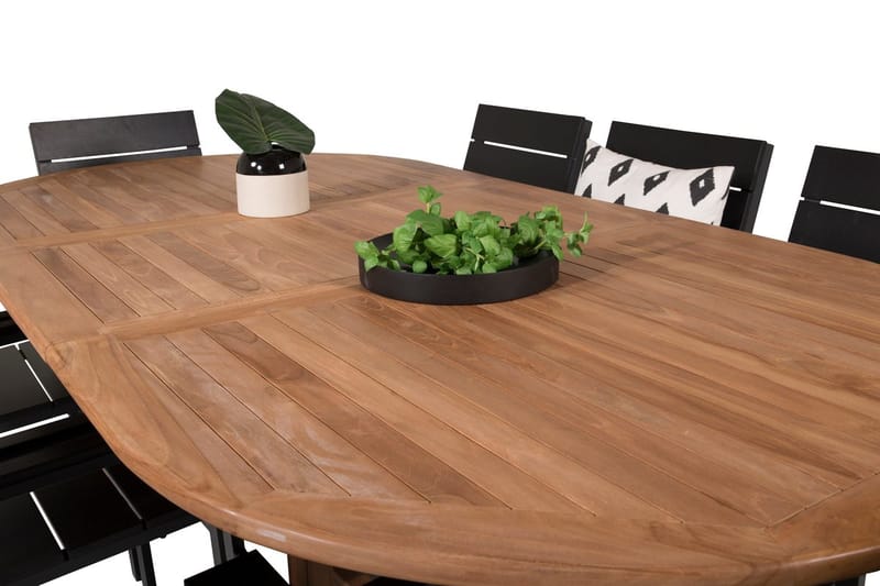 Kenya Oval Matgrupp 180-240 cm med 8 Levels Matstolar - teak/svart - Utemöbler & utemiljö - Utegrupp - Matgrupp utomhus