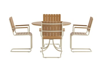 Kullaberg rund matgrupp utomhus med 4 stolar 104 cm stål aintwood - Beige - Utemöbler & utemiljö - Utegrupp - Matgrupp utomhus