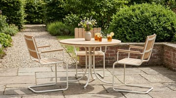 Kullaberg rund matgrupp utomhus med 4 stolar 104 cm stål aintwood - Beige - Utemöbler & utemiljö - Utegrupp - Matgrupp utomhus