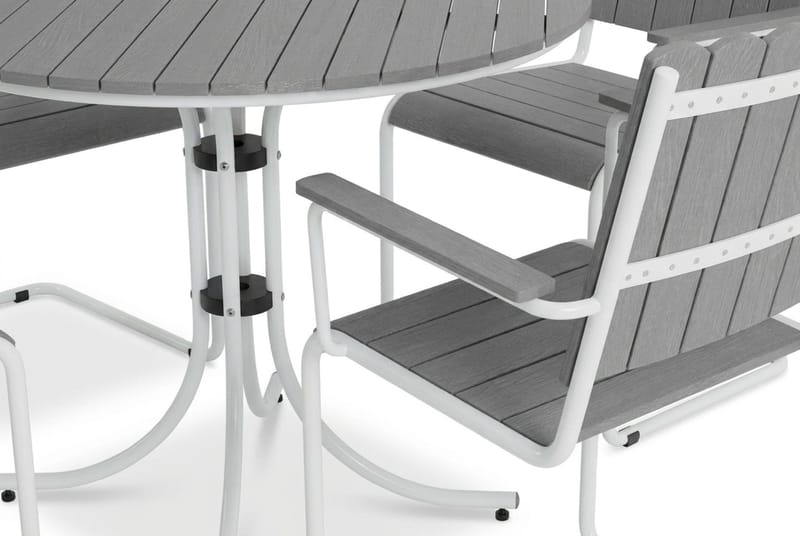 Kullaberg rund matgrupp utomhus med 4 stolar 104 cm stål aintwood - Grå - Utemöbler & utemiljö - Utegrupp - Matgrupp utomhus