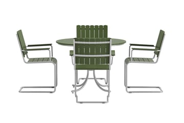 Kullaberg rund matgrupp utomhus med 4 stolar 104 cm stål aintwood - Grön - Utemöbler & utemiljö - Utegrupp - Matgrupp utomhus