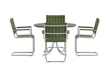 Kullaberg rund matgrupp utomhus med 4 stolar 104 cm stål aintwood - Grön - Utemöbler & utemiljö - Utegrupp - Matgrupp utomhus