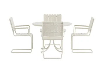 Kullaberg rund matgrupp utomhus med 4 stolar 104 cm stål aintwood - Vit - Utemöbler & utemiljö - Utegrupp - Matgrupp utomhus