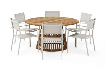 Lakenview Matbord Rund 150 med 6 Las Vegas Karmstolar - Natur - Utemöbler & utemiljö - Utegrupp - Matgrupp utomhus