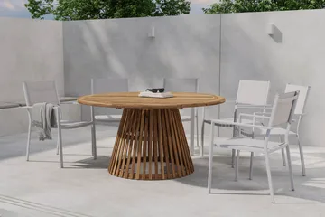 Lakenview Matbord Rund 150 med 6 Las Vegas Karmstolar - Natur - Utemöbler & utemiljö - Utegrupp - Matgrupp utomhus