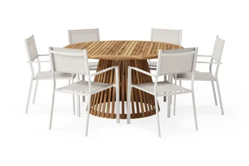 Lakenview Matbord Rund 150 med 6 Las Vegas Karmstolar - Natur - Utemöbler & utemiljö - Utegrupp - Matgrupp utomhus