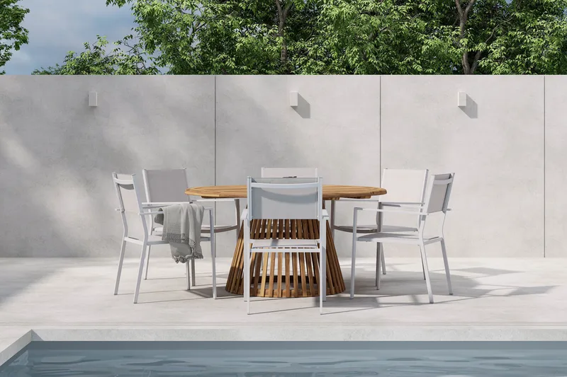 Lakenview Matbord Rund 150 med 6 Las Vegas Karmstolar - Natur - Utemöbler & utemiljö - Utegrupp - Matgrupp utomhus