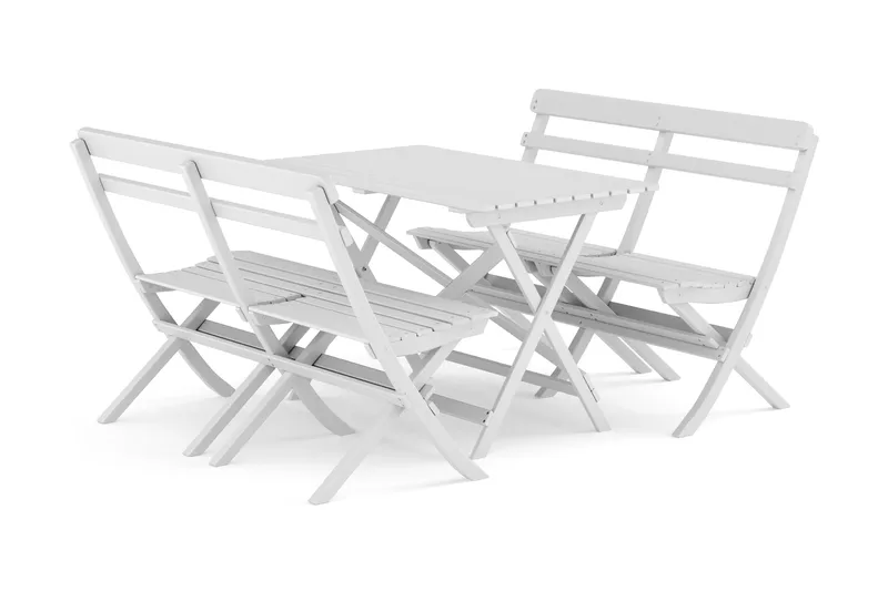 Landet Utomhus matgrupp 118x70x74 cm med 2 soffor, Vit