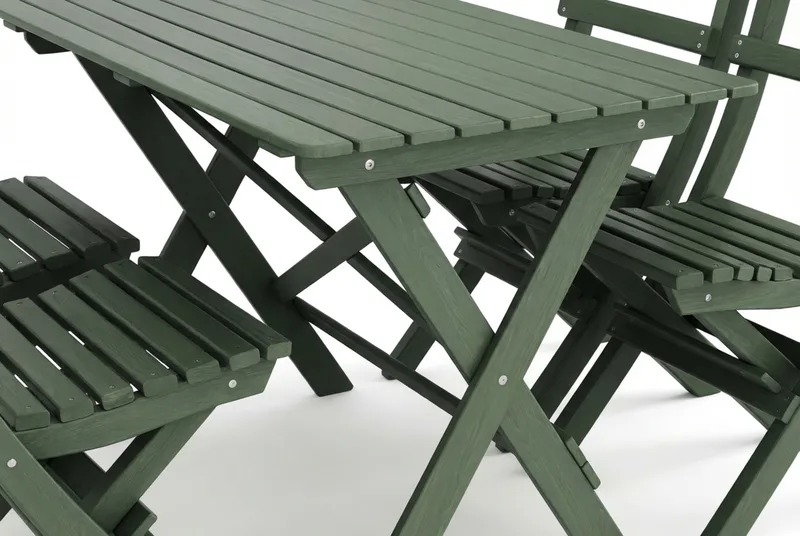 Landet Utomhus matgrupp 118x70x74 cm med 4 klappstolar - Grön - Utemöbler & utemiljö - Utegrupp - Matgrupp utomhus