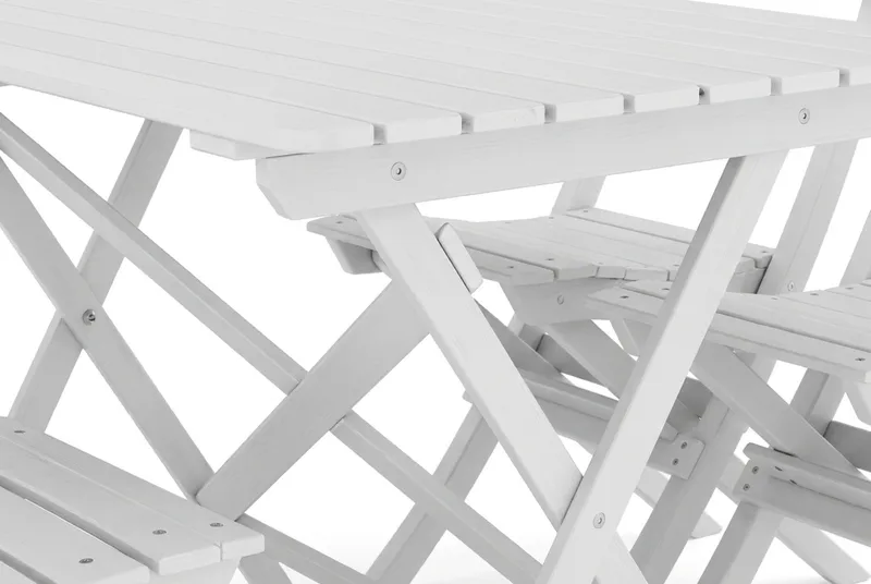 Landet Utomhus matgrupp 118x70x74 cm med 4 klappstolar - Vit - Utemöbler & utemiljö - Utegrupp - Matgrupp utomhus