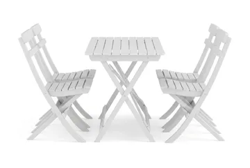 Landet Utomhus matgrupp 118x70x74 cm med 4 klappstolar - Vit - Utemöbler & utemiljö - Utegrupp - Matgrupp utomhus