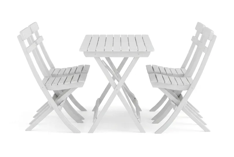 Landet Utomhus matgrupp 118x70x74 cm med 4 klappstolar - Vit - Utemöbler & utemiljö - Utegrupp - Matgrupp utomhus