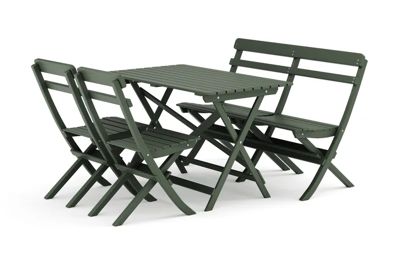 Landet Utomhus matgrupp 118x70x74 cm med soffa och 2 klappstolar - Grön - Utemöbler & utemiljö - Utegrupp - Matgrupp utomhus