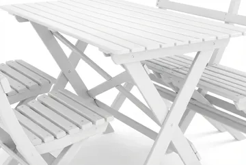 Landet Utomhus matgrupp 118x70x74 cm med soffa och 2 klappstolar - Vit - Utemöbler & utemiljö - Utegrupp - Matgrupp utomhus