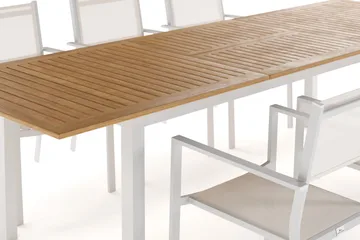 Las Vegas Förlängningsbart Matbord 220-280 cm med 6 Las Vegas Karmstolar - Natur/Vit - Utemöbler & utemiljö - Utegrupp - Matgrupp utomhus