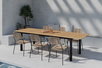 Las Vegas Förlängningsbart Matbord 220-280 cm med 6 Lindos Matstolar - Brun/Svart - Utemöbler & utemiljö - Utegrupp - Matgrupp utomhus