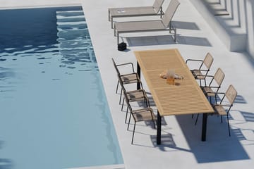 Las Vegas Förlängningsbart Matbord 220-280 cm med 6 Lindos Matstolar - Brun/Svart - Utemöbler & utemiljö - Utegrupp - Matgrupp utomhus
