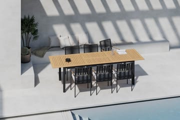 Las Vegas Förlängningsbart Matbord 220-280 cm med 6 Sonia Matstolar - Brun/Svart - Utemöbler & utemiljö - Utegrupp - Matgrupp utomhus