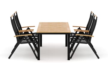 Las Vegas utomhus matgrupp förlängningsbart 152-210x90 cm med 4 Las Vegas positionsstolar - Svart - Utemöbler & utemiljö - Utegrupp - Matgrupp utomhus