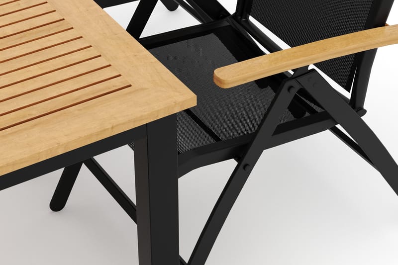 Las Vegas utomhus matgrupp förlängningsbart 152-210x90 cm med 4 Las Vegas positionsstolar - Svart - Utemöbler & utemiljö - Utegrupp - Matgrupp utomhus