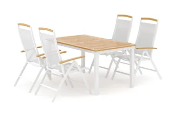 Las Vegas utomhus matgrupp förlängningsbart 152-210x90 cm med 4 Las Vegas positionsstolar - Vit - Utemöbler & utemiljö - Utegrupp - Matgrupp utomhus