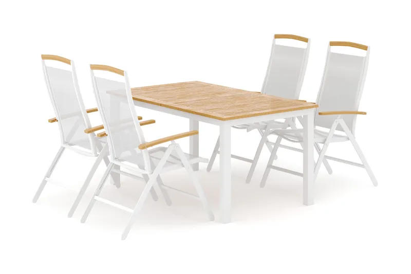 Las Vegas utomhus matgrupp förlängningsbart 152-210x90 cm med 4 Las Vegas positionsstolar - Vit - Utemöbler & utemiljö - Utegrupp - Matgrupp utomhus