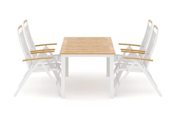 Las Vegas utomhus matgrupp förlängningsbart 152-210x90 cm med 4 Las Vegas positionsstolar - Vit - Utemöbler & utemiljö - Utegrupp - Matgrupp utomhus