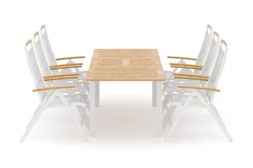 Las Vegas utomhus matgrupp förlängningsbart 152-210x90 cm med 6 Las Vegas positionsstolar - Vit - Utemöbler & utemiljö - Utegrupp - Matgrupp utomhus