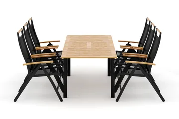 Las Vegas utomhus matgrupp förlängningsbart 152-210x90 cm med 6 Las Vegas positionsstolar - Svart - Utemöbler & utemiljö - Utegrupp - Matgrupp utomhus