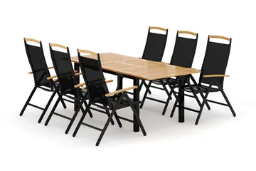 Las Vegas utomhus matgrupp förlängningsbart 152-210x90 cm med 6 Las Vegas positionsstolar - Svart - Utemöbler & utemiljö - Utegrupp - Matgrupp utomhus