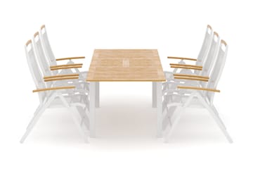 Las Vegas utomhus matgrupp förlängningsbart 152-210x90 cm med 6 Las Vegas positionsstolar - Vit - Utemöbler & utemiljö - Utegrupp - Matgrupp utomhus