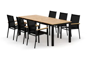 Las Vegas utomhus matgrupp förlängningsbart 220x280x100 cm med 6 Las Vegas stapelstolar - Svart - Utemöbler & utemiljö - Utegrupp - Matgrupp utomhus