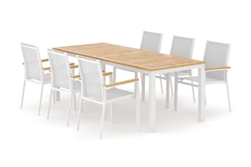 Las Vegas utomhus matgrupp förlängningsbart 220x280x100 cm med 6 Las Vegas stapelstolar - Vit - Utemöbler & utemiljö - Utegrupp - Matgrupp utomhus