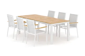 Las Vegas utomhus matgrupp förlängningsbart 220x280x100 cm med 6 Las Vegas stapelstolar - Vit - Utemöbler & utemiljö - Utegrupp - Matgrupp utomhus
