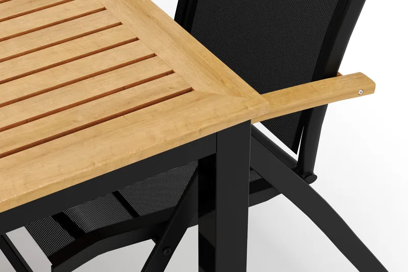 Las Vegas utomhus matgrupp förlängningsbart 220x280x100 cm med 6 Las Vegas positionsstolar - Svart - Utemöbler & utemiljö - Utegrupp - Matgrupp utomhus