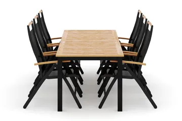 Las Vegas utomhus matgrupp förlängningsbart 220x280x100 cm med 6 Las Vegas positionsstolar - Svart - Utemöbler & utemiljö - Utegrupp - Matgrupp utomhus