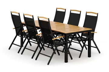 Las Vegas utomhus matgrupp förlängningsbart 220x280x100 cm med 6 Las Vegas positionsstolar - Svart - Utemöbler & utemiljö - Utegrupp - Matgrupp utomhus