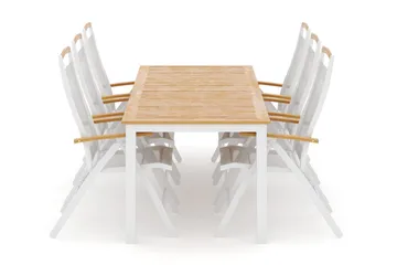 Las Vegas utomhus matgrupp förlängningsbart 220x280x100 cm med 6 Las Vegas positionsstolar - Vit - Utemöbler & utemiljö - Utegrupp - Matgrupp utomhus