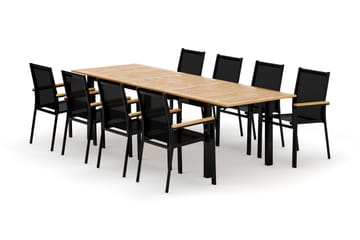 Las Vegas utomhus matgrupp förlängningsbart 220x280x100 cm med 8 Las Vegas stapelstolar - Svart - Utemöbler & utemiljö - Utegrupp - Matgrupp utomhus