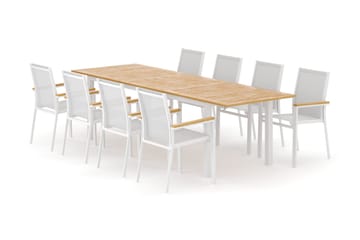 Las Vegas utomhus matgrupp förlängningsbart 220x280x100 cm med 8 Las Vegas stapelstolar - Vit - Utemöbler & utemiljö - Utegrupp - Matgrupp utomhus