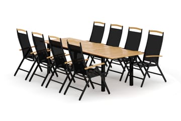 Las Vegas utomhus matgrupp förlängningsbart 220x280x100 cm med 8 Las Vegas positionsstolar - Svart - Utemöbler & utemiljö - Utegrupp - Matgrupp utomhus