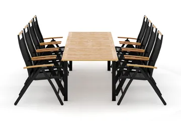 Las Vegas utomhus matgrupp förlängningsbart 220x280x100 cm med 8 Las Vegas positionsstolar - Svart - Utemöbler & utemiljö - Utegrupp - Matgrupp utomhus