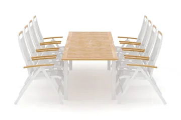 Las Vegas utomhus matgrupp förlängningsbart 220x280x100 cm med 8 Las Vegas positionsstolar - Vit - Utemöbler & utemiljö - Utegrupp - Matgrupp utomhus