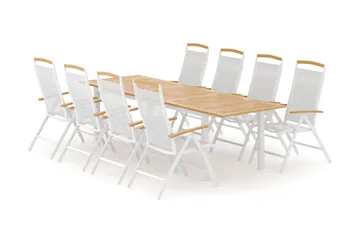 Las Vegas utomhus matgrupp förlängningsbart 220x280x100 cm med 8 Las Vegas positionsstolar - Vit - Utemöbler & utemiljö - Utegrupp - Matgrupp utomhus