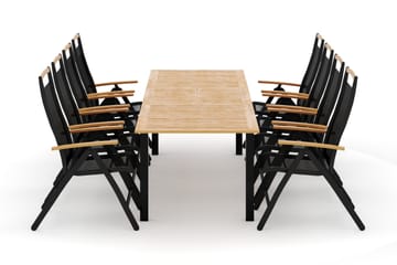 Las Vegas utomhus matgrupp förlängningsbart 220x280x100 cm med 8 Las Vegas positionsstolar - Svart - Utemöbler & utemiljö - Utegrupp - Matgrupp utomhus