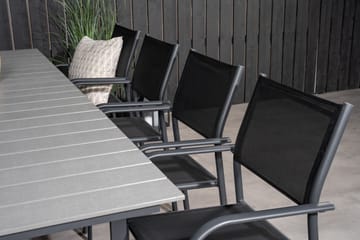 Levels Förlängningsbar Matgrupp Utomhus 160cm + 8 Santorini Utestolar S - Grå/Svart - Utemöbler & utemiljö - Utegrupp - Matgrupp utomhus