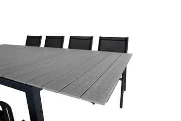 Levels Förlängningsbar Matgrupp Utomhus 160cm + 8 Santorini Utestolar S - Grå/Svart - Utemöbler & utemiljö - Utegrupp - Matgrupp utomhus