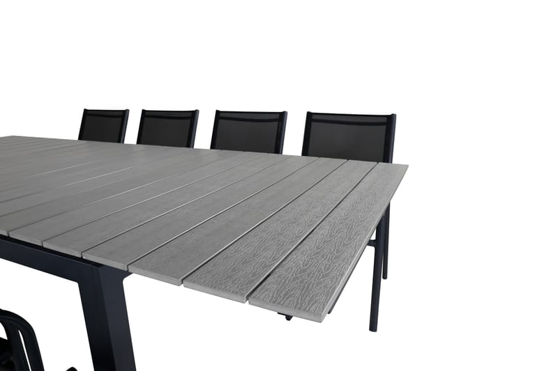 Levels Förlängningsbar Matgrupp Utomhus 160cm + 8 Santorini Utestolar S - Grå/Svart - Utemöbler & utemiljö - Utegrupp - Matgrupp utomhus